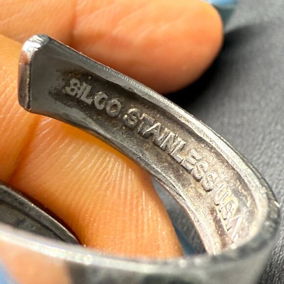 VTG Silco Swirl Engraved Adjustable Spoon Ring Size 10 USA Minimalist Retro - Picture 3 of 6